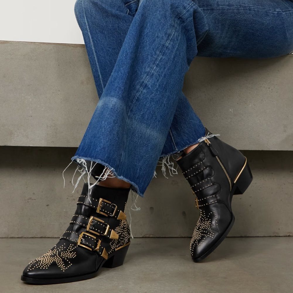 Chloe Susanna Pointed-Toe Studded Booties size 40 - Picture 3 of 15